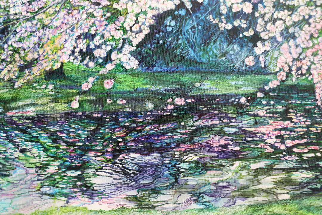 Reflection, Cherry Trees by a Pond